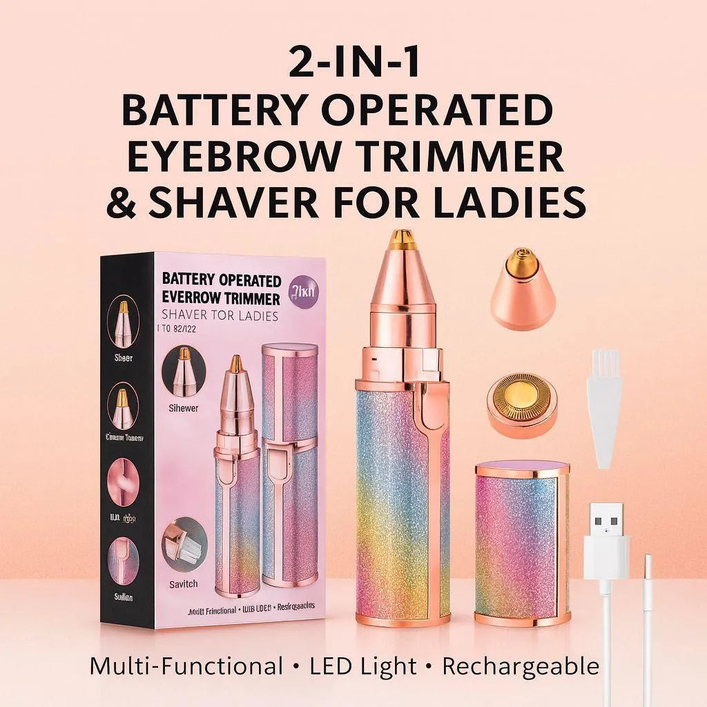 Rechargeable 2-in-1 Eyebrow Trimmer & Shaver for Women