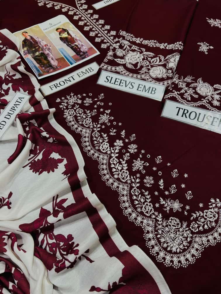 ZARA SHAHJAHAN  Dhanak Embroidered 3 Piece | AS-19