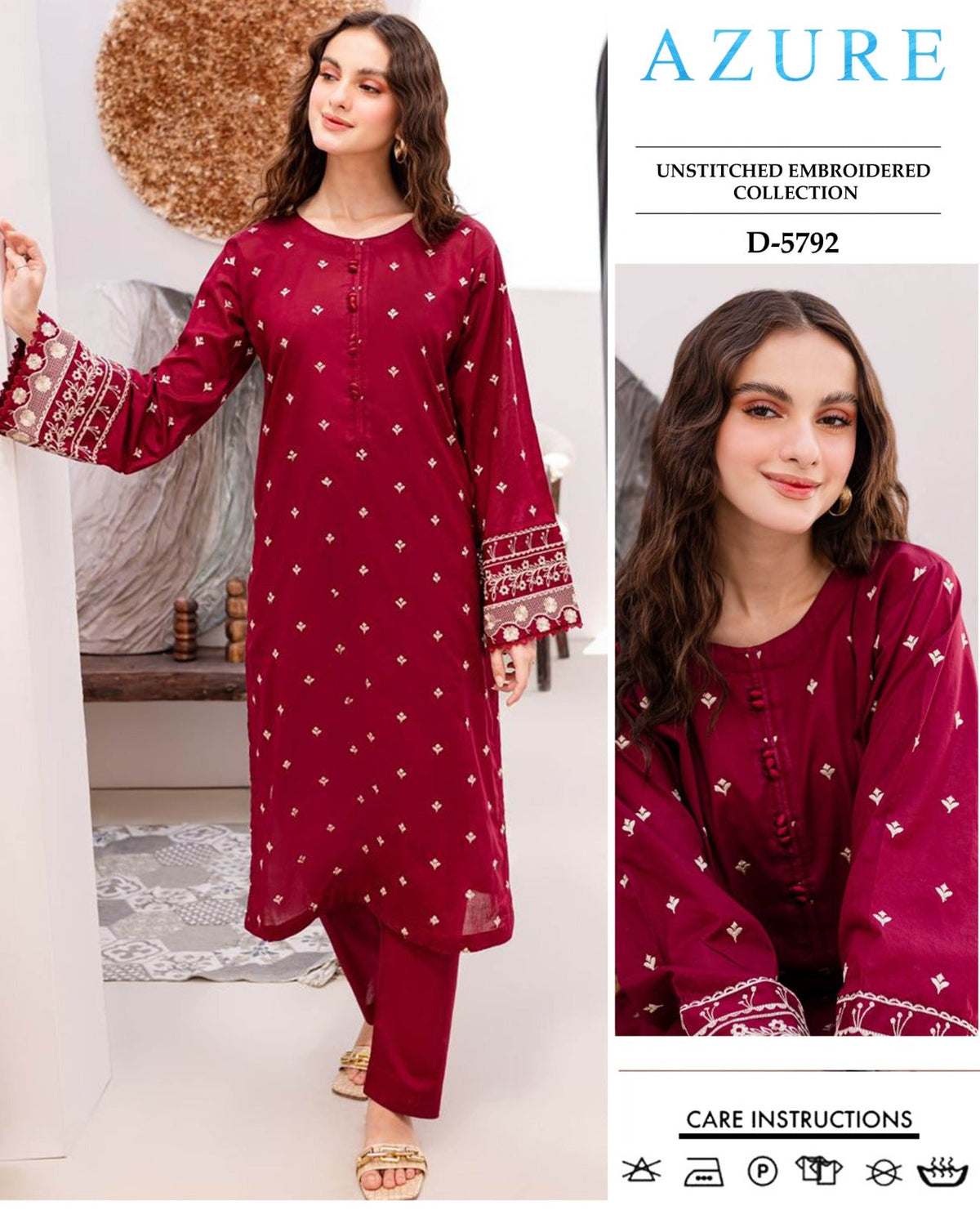AZURE - 2 PIECE UNSTICED IN DHANAK